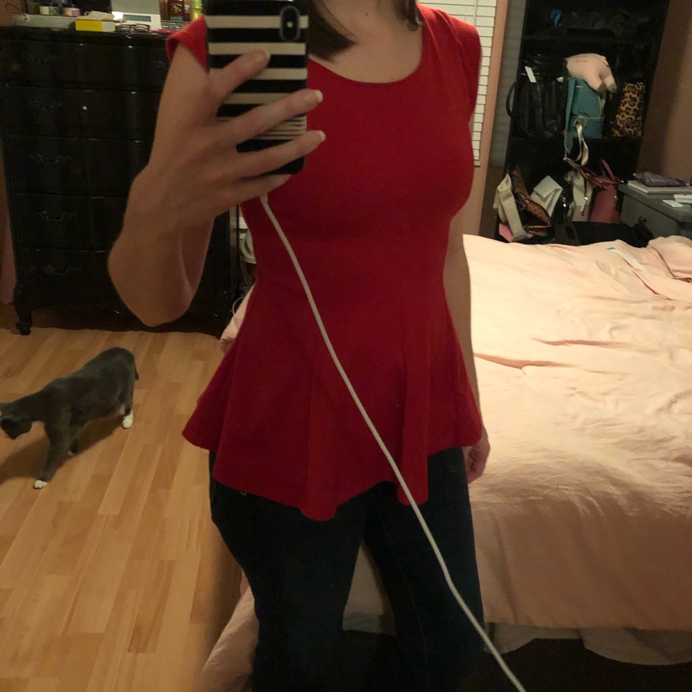 Red Peplum Shirt